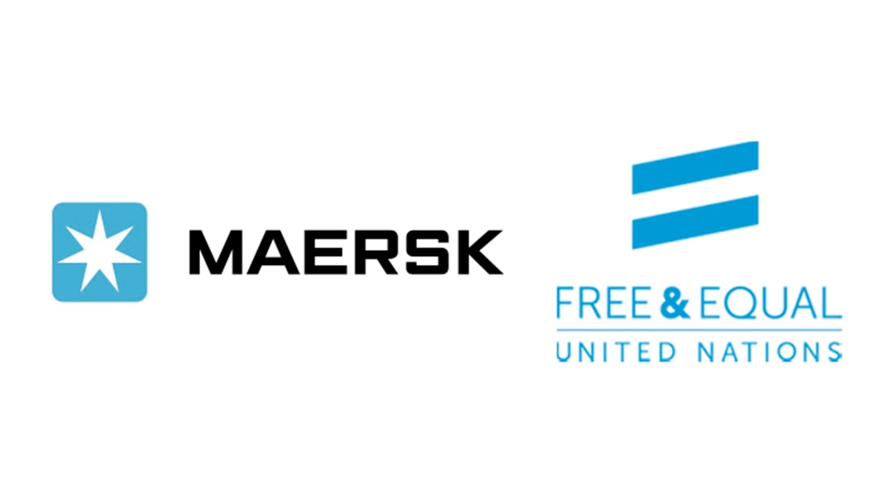Logos of Maersk and Free & Equal United Nations.