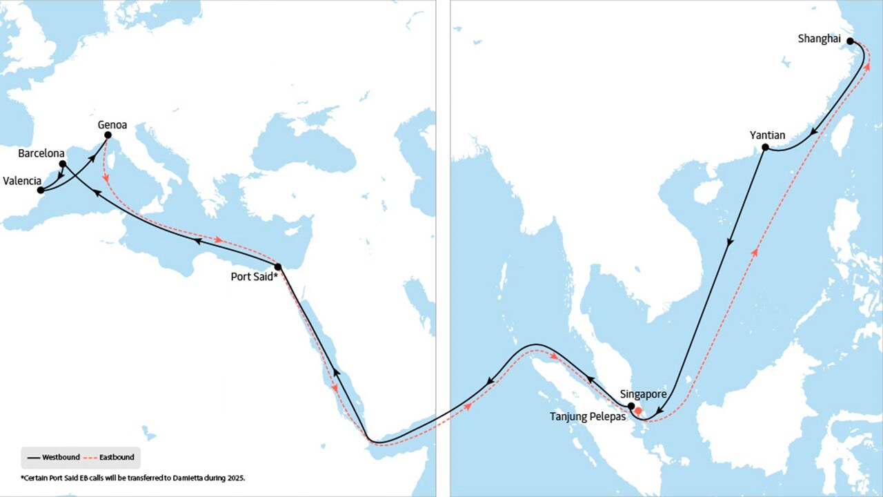 AE 11 - Asia to Europe service route