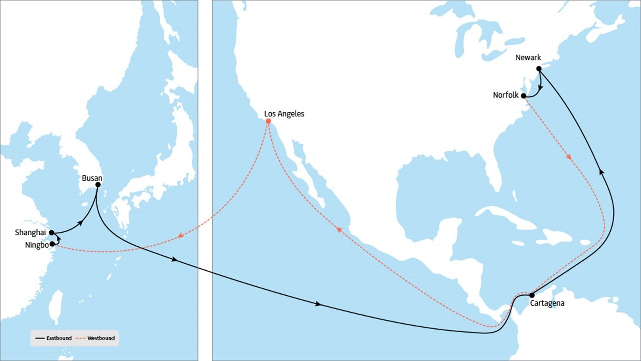 TP12 - Asia to North America service map 