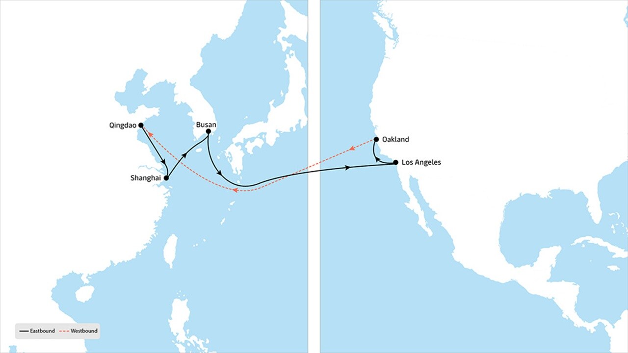 TP8 - Asia to North America service map 