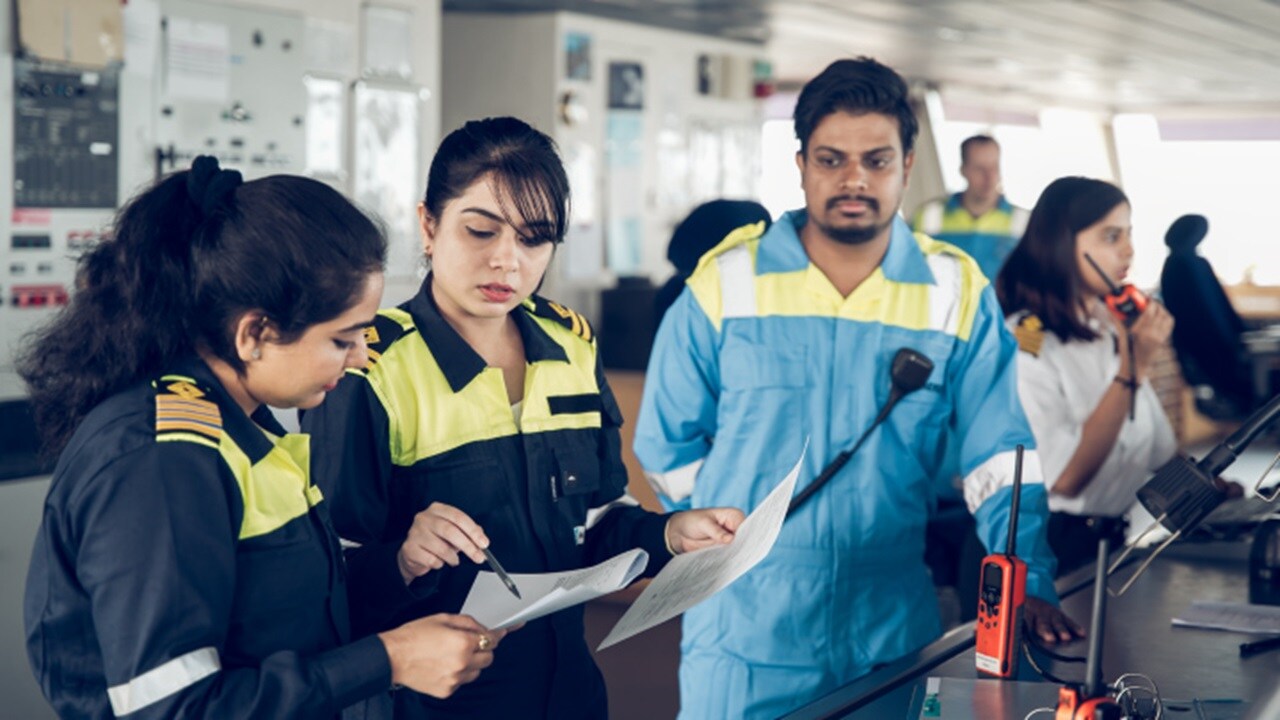 Employees working in ship