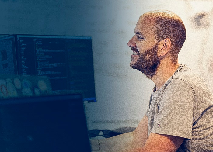 Person working and smiling