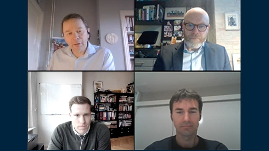 Man talking on a videocall webinar