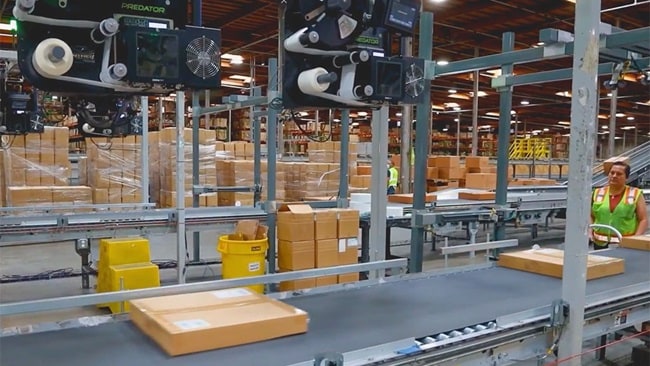 Warehouse worker checking parcels