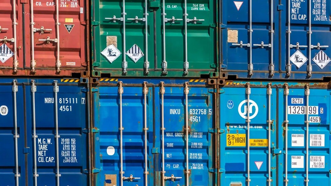 Stacked freight containers