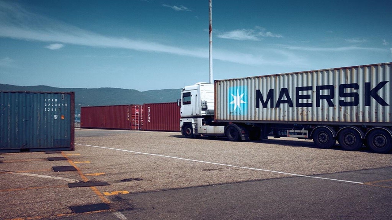 Freight truck in container yard