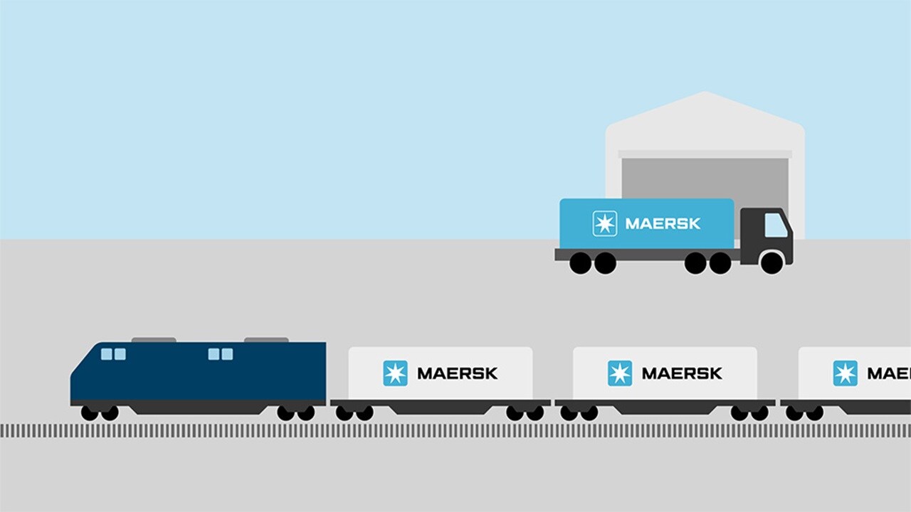 Illustration of Maersk train and truck