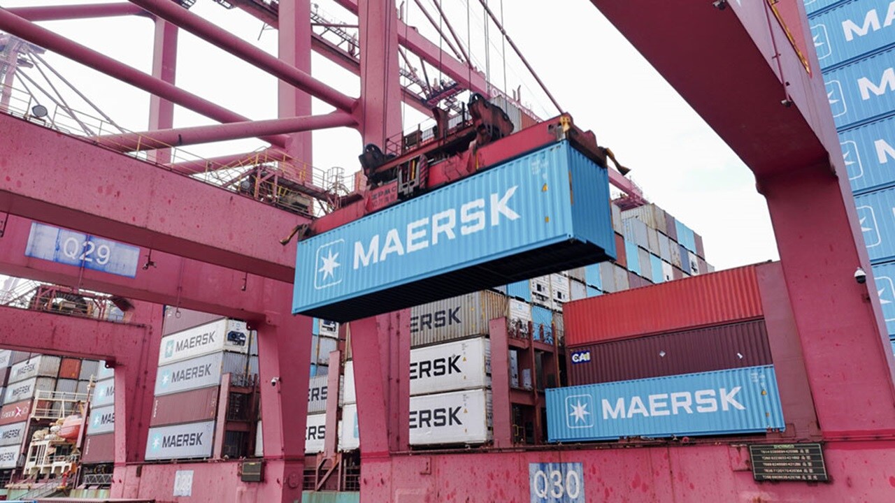 Maersk blue container rail