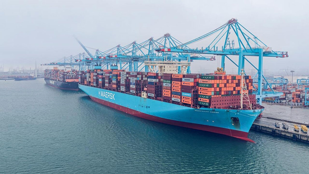 Container ship at port